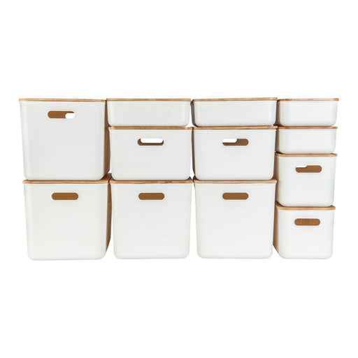 White Storage Container with Bamboo Lid 12 Pack - Little Label Co - Storage & Organization - bundle, Value Packs