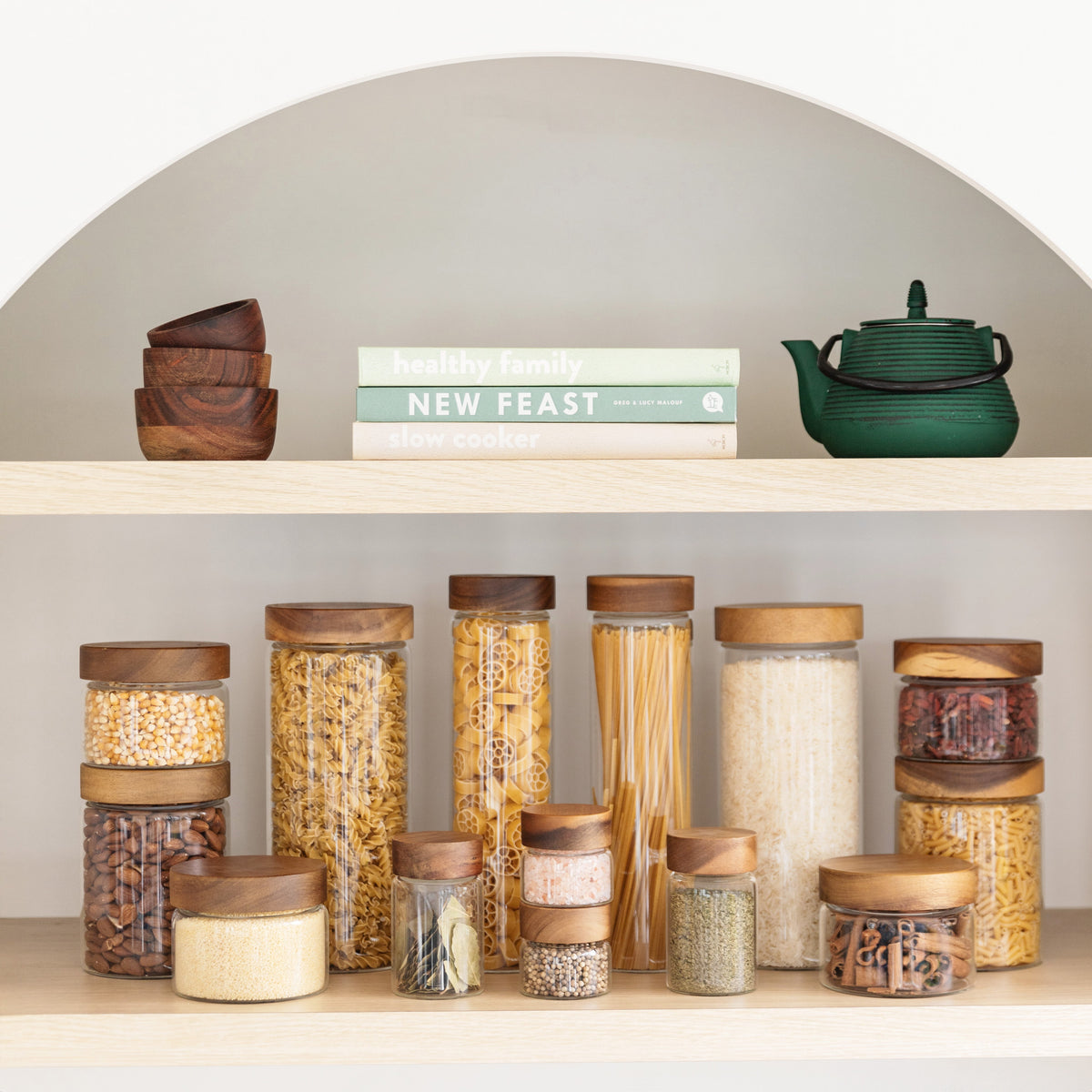 Storage Containers Bamboo Spice Jars Urban Green Glass Storage