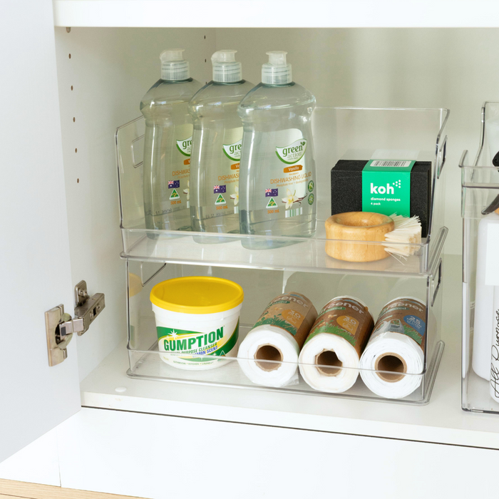 Clear Stackable Organiser Large (Pack of 2)