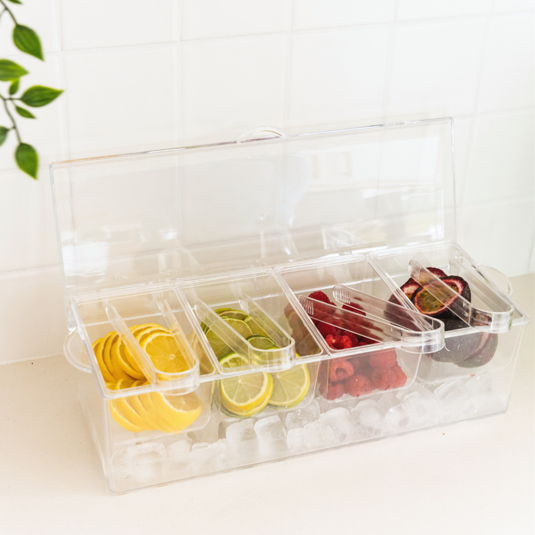 Condiment Serving Container with 4 inserts and tongs | Kitchen ...
