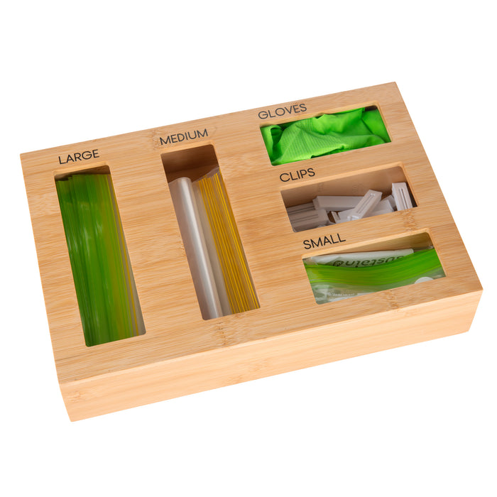 Bamboo Food Wrap Dispenser 3 Inserts & Sandwich Bag Organiser Pack