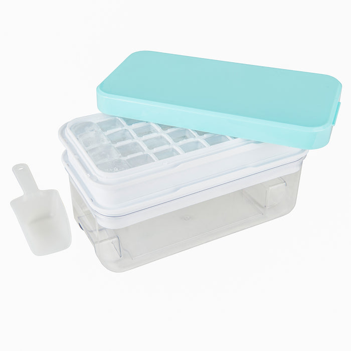 One push ice cube tray with storage box