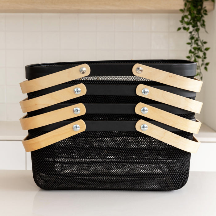 Black Mesh Large Handy Storage Basket - 4 Pack