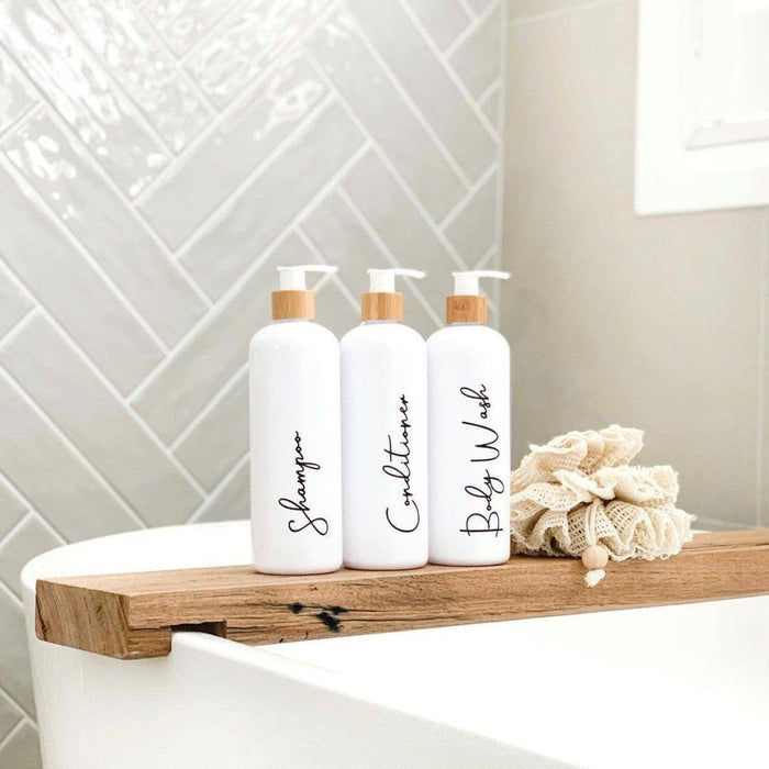500ml Plastic Pump Bottle (White) - Little Label Co - Bathroom Accessories - 20%,Bathroom & Cleaning,Bathroom Organisation,Catchoftheday,Kitchen Organisation,Laundry Organisation,Refillable Bottles