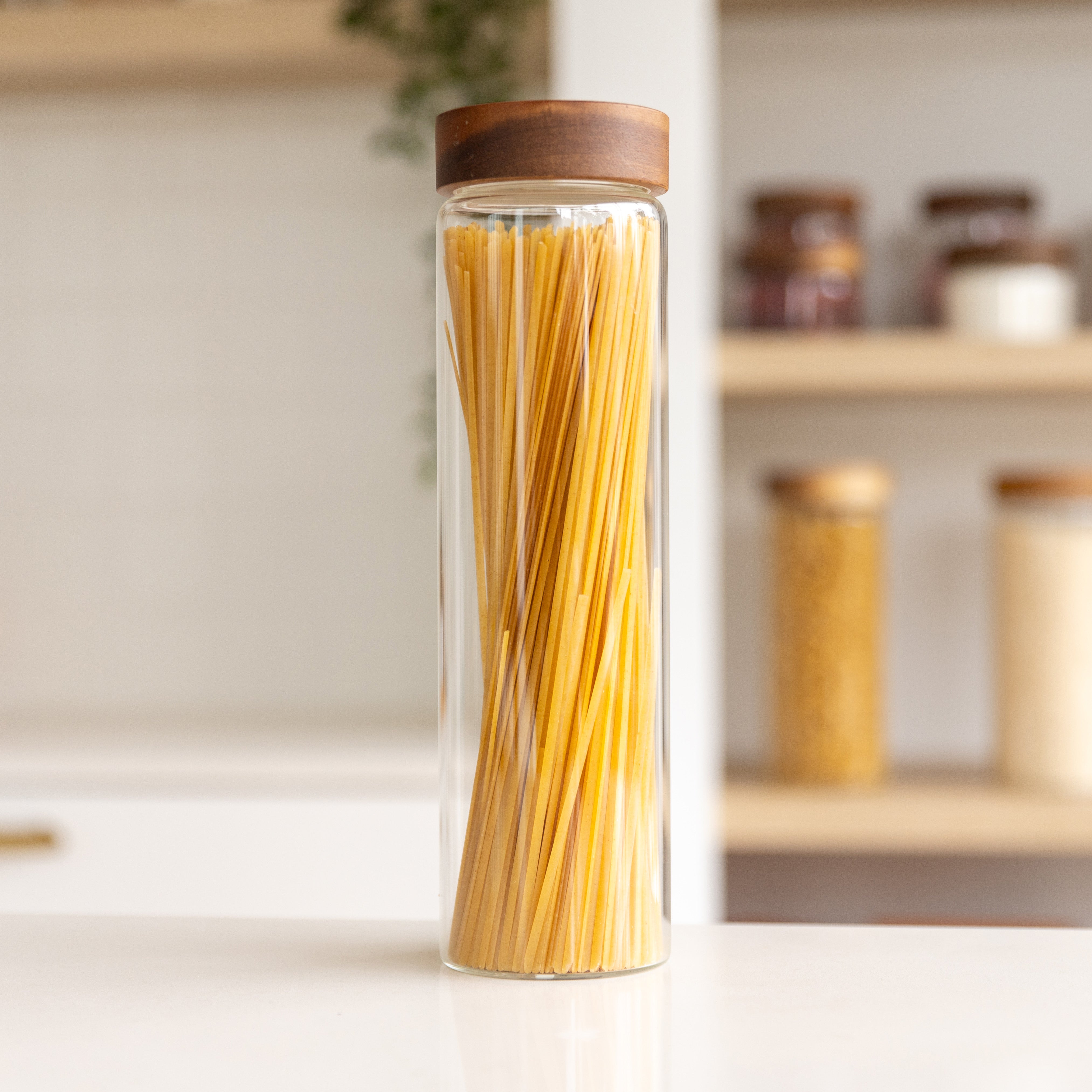 Acacia Wood Glass Pasta Jar Little Label Co