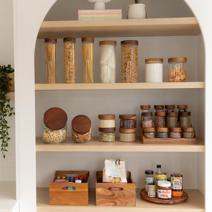 Acacia Wood Screw Top Glass Jar - 1L