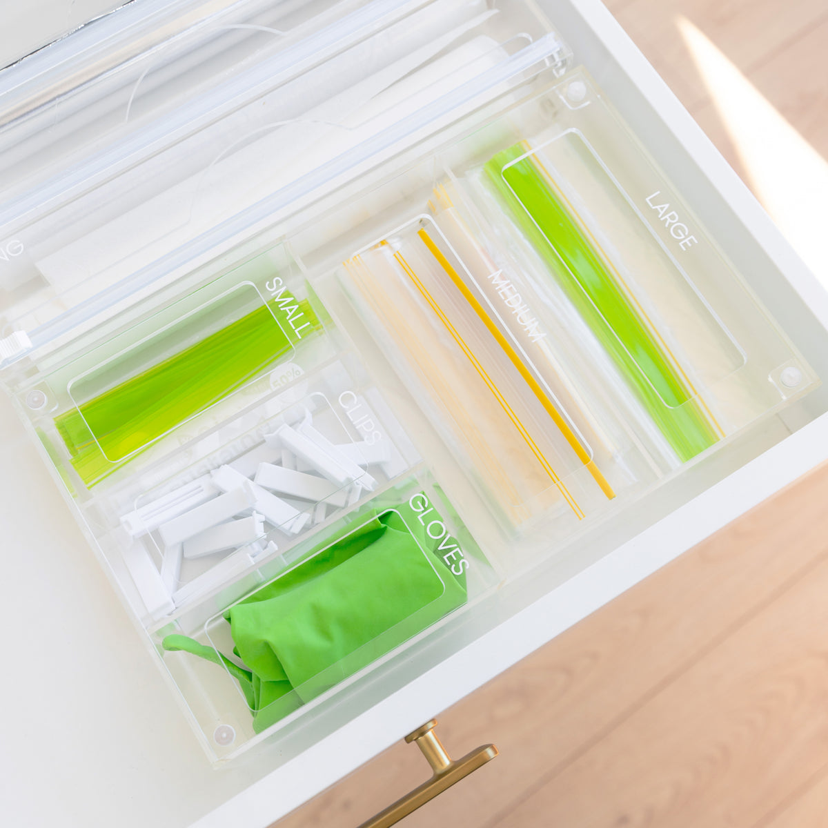 Ziplock Bag Storage Organizer, Bamboo Baggie Organizer For Drawer