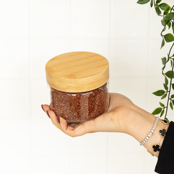 Bamboo Glass Pantry Jar - 500ml - Little Label Co Australia - The Home of Organisation For Kitchen, Bathroom, Laundry & More