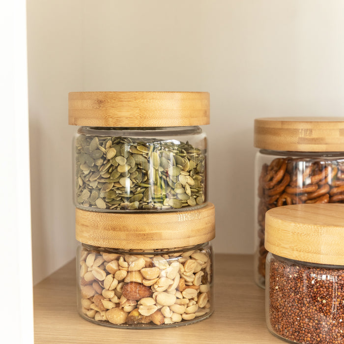 Deluxe Bamboo Glass Jar Pack - Little Label Co Australia - The Home of Organisation For Kitchen, Bathroom, Laundry & More