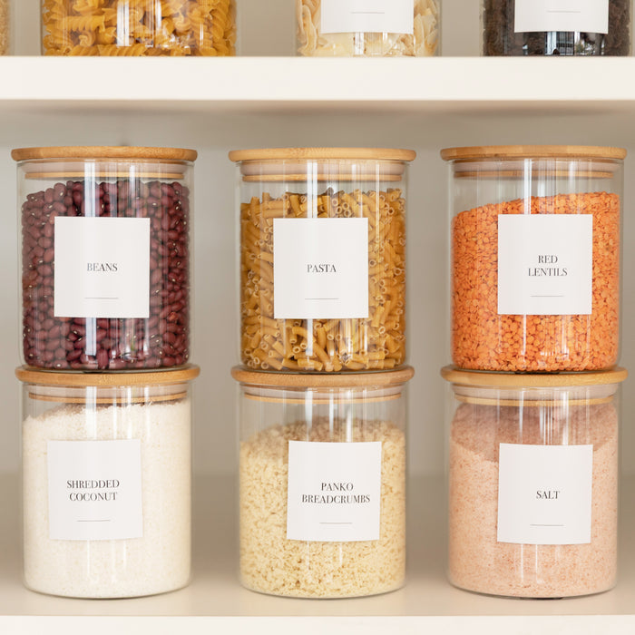 Bamboo Glass Jars Large Pantry Container Pack