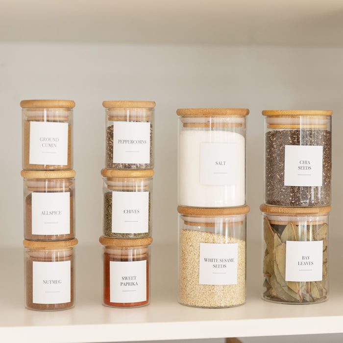 Bamboo Glass Jars Large Pantry Container Pack
