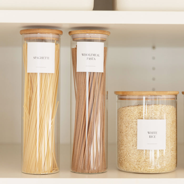 Bamboo Glass Jars Large Pantry Container Pack
