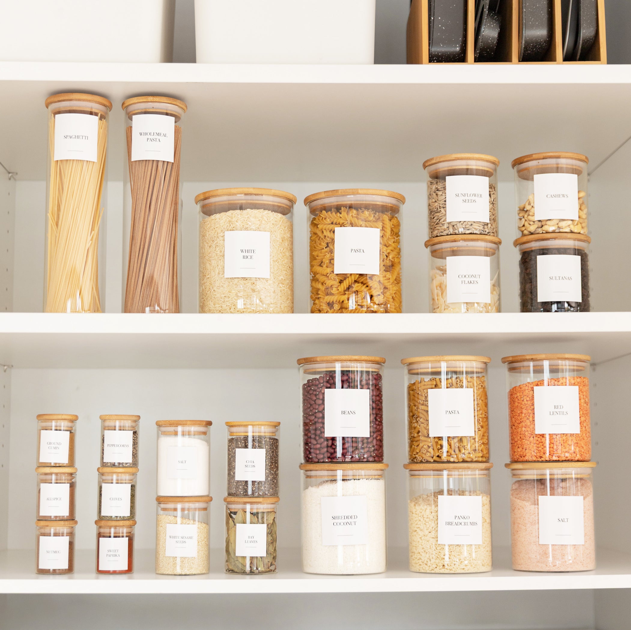 Organise Your Pantry With Our Bamboo Glass Jars Large Pack