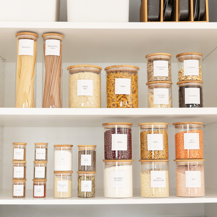 Bamboo Glass Jars Large Pantry Container Pack