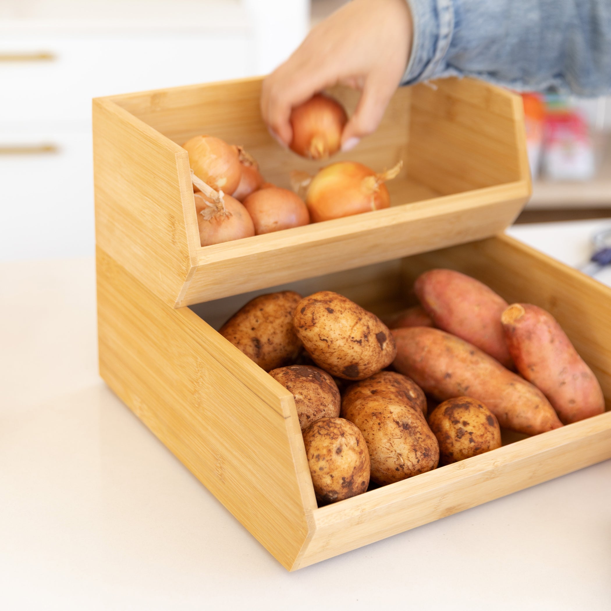 Stackable Bamboo Bamboo Stackable Organiser Wide– Little Label Co