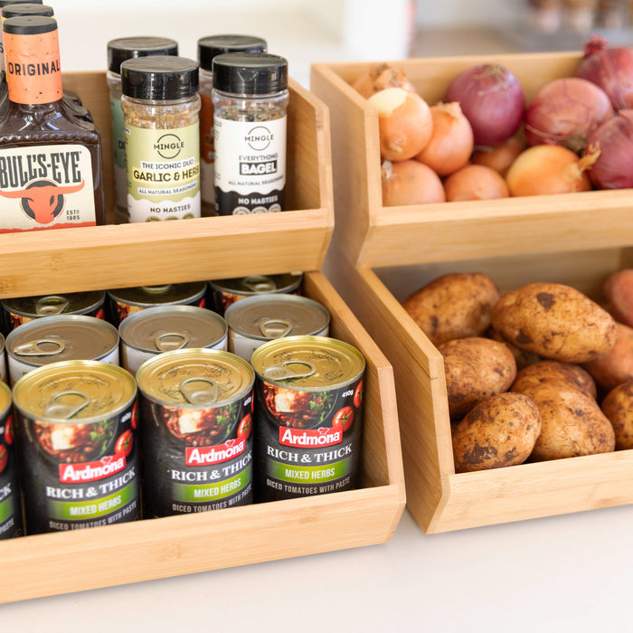 Stackable Bamboo Organiser Pantry Pack - Little Label Co The Home of Organisation For Kitchen, Bathroom, Laundry & More
