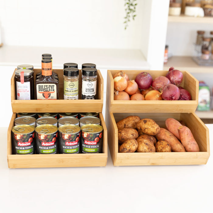 Stackable Bamboo Organiser Pantry Pack - Little Label Co The Home of Organisation For Kitchen, Bathroom, Laundry & More
