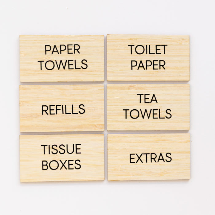 Acrylic/Bamboo Tags (with custom labels) - Little Label Co The Home of Organisation For Kitchen, Bathroom, Laundry & More
