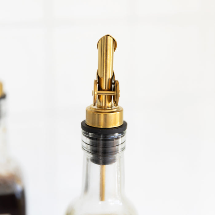 White Oil & Vinegar Bottle with Gold Pourer - 500ml - Little Label Co The Home of Organisation For Kitchen, Bathroom, Laundry & More