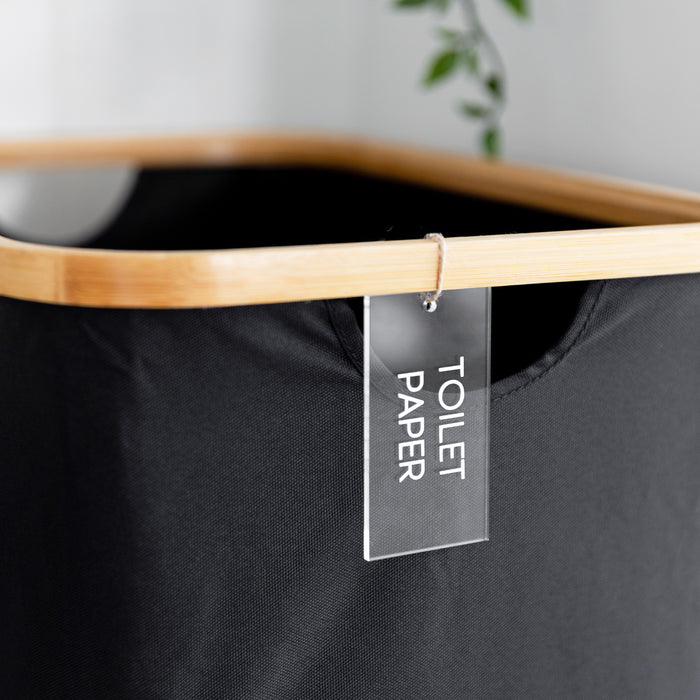 Swing Acrylic and Bamboo Tags (with custom labels) - Little Label Co The Home of Organisation For Kitchen, Bathroom, Laundry & More