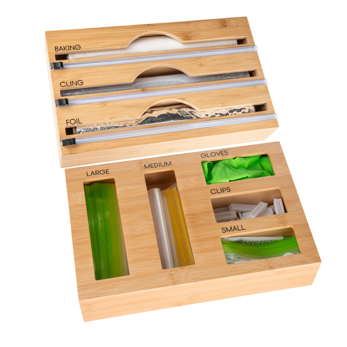 Bamboo Food Wrap Dispenser 3 Inserts & Sandwich Bag Organiser Pack (Pre-Order)