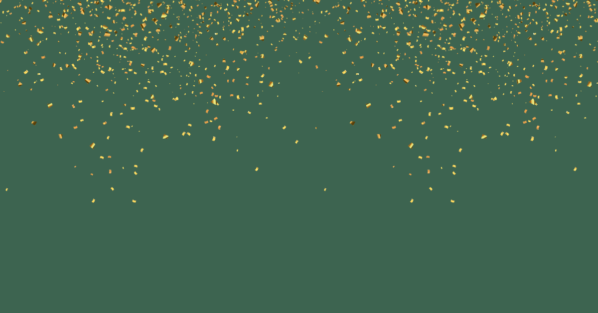Gold confetti on a green background