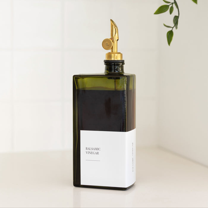 Green Oil & Vinegar Rectangle Book Bottle 500ml (Gold Pourer)