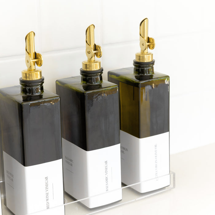 Green Oil & Vinegar Book Bottles with Acrylic Tray - 4 Pack