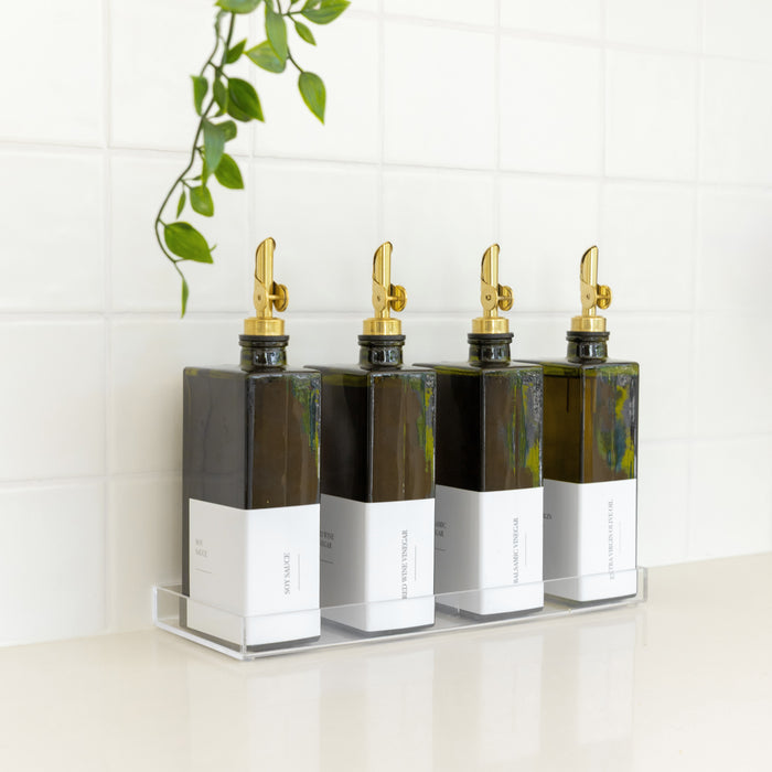 Green Oil & Vinegar Book Bottles with Acrylic Tray - 4 Pack