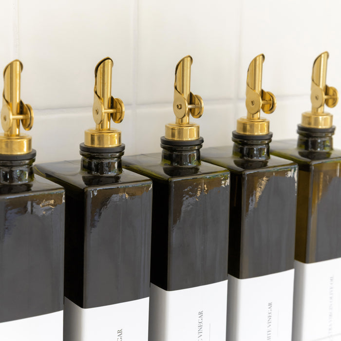 Green Oil & Vinegar Book Bottles with Acrylic Tray - 5 Pack
