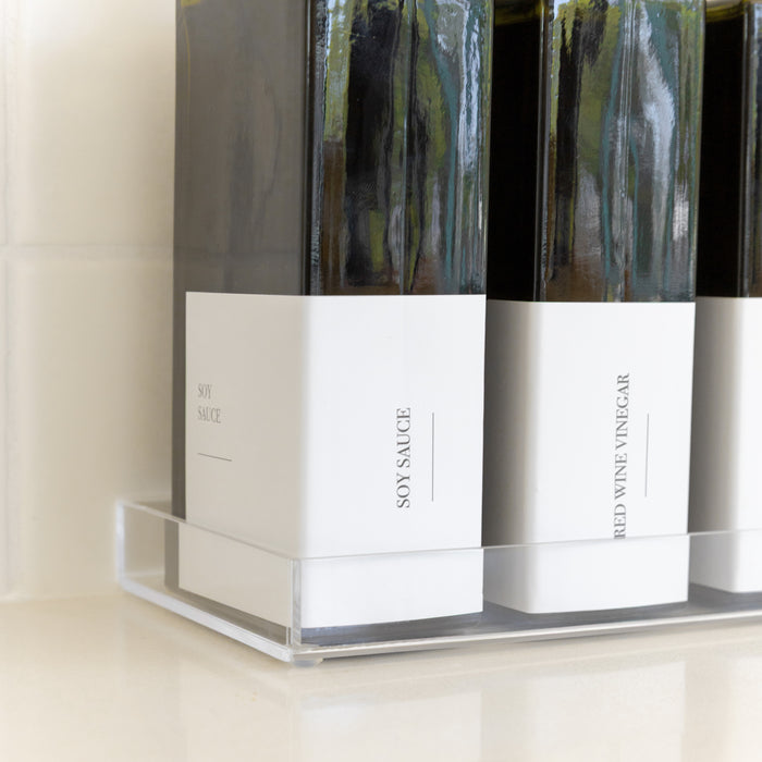 Green Oil & Vinegar Book Bottles with Acrylic Tray - 5 Pack