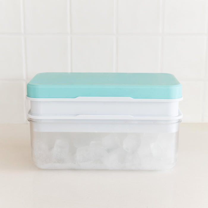 One push ice cube tray with storage box