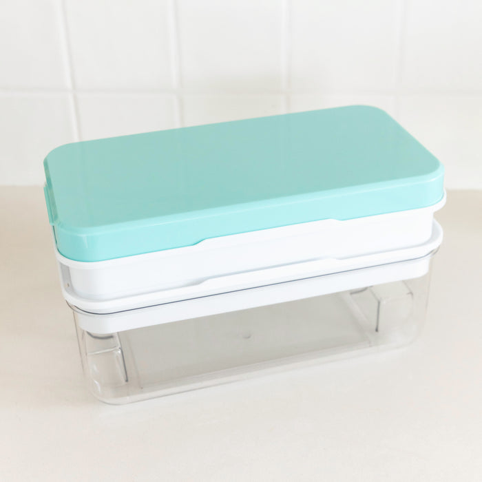 One push ice cube tray with storage box