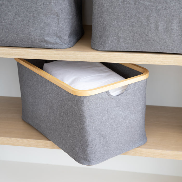 Dark Grey Linen Basket Large Little Label Co - Main Image