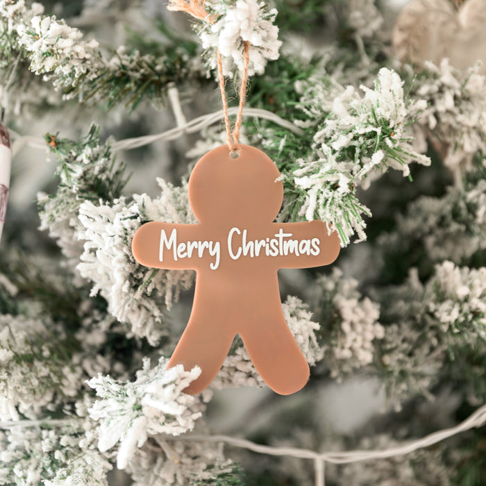 Personalised Christmas Gingerbread Acrylic Baubles (with label)