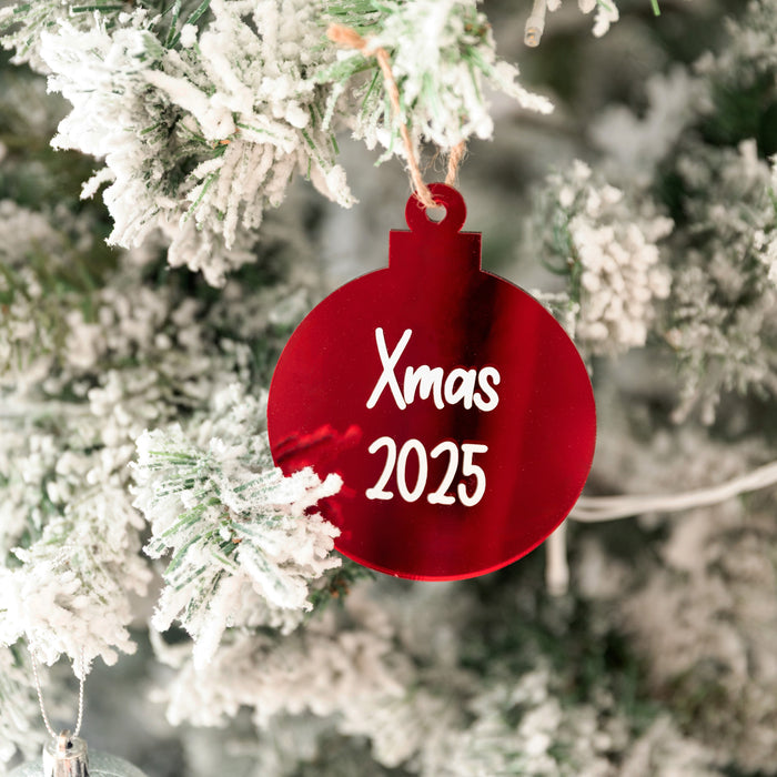 Personalised Christmas Round Acrylic Baubles (with label)
