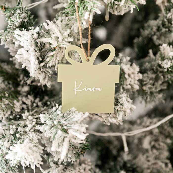 Personalised Christmas Gift Box Acrylic Baubles (with label)