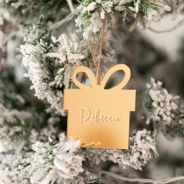 Personalised Christmas Gift Box Acrylic Baubles (with label)