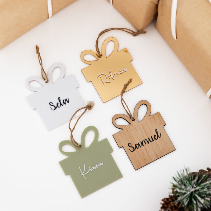 Personalised Christmas Gift Box Acrylic Baubles (with label)