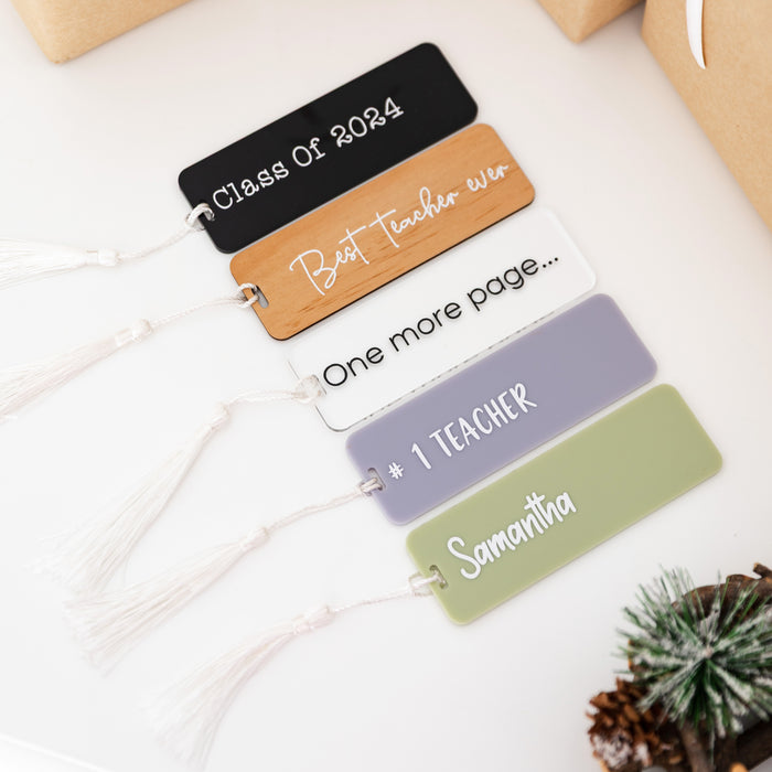 Personalised Acrylic/Bamboo Bookmark with tassel (includes label)