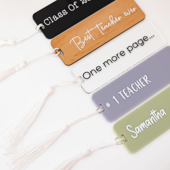 Personalised Acrylic/Bamboo Bookmark with tassel (includes label)