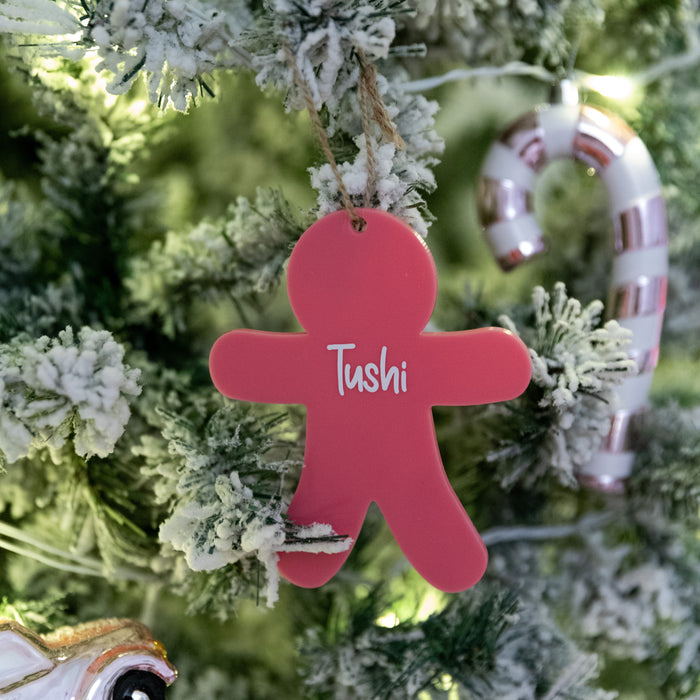 Personalised Christmas Gingerbread Acrylic Baubles (with label)
