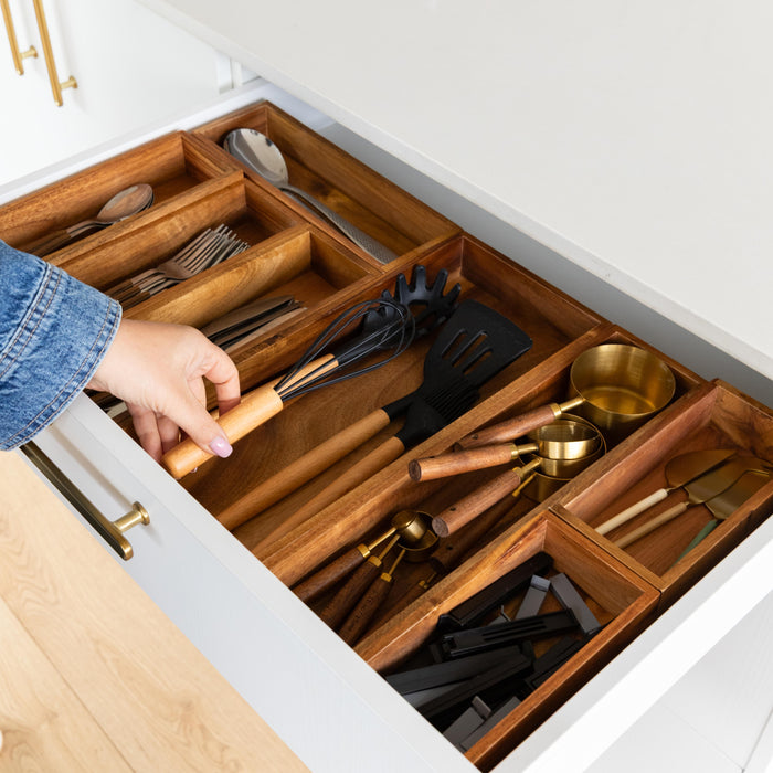 Complete Acacia Wood Drawer Organiser Set of 8