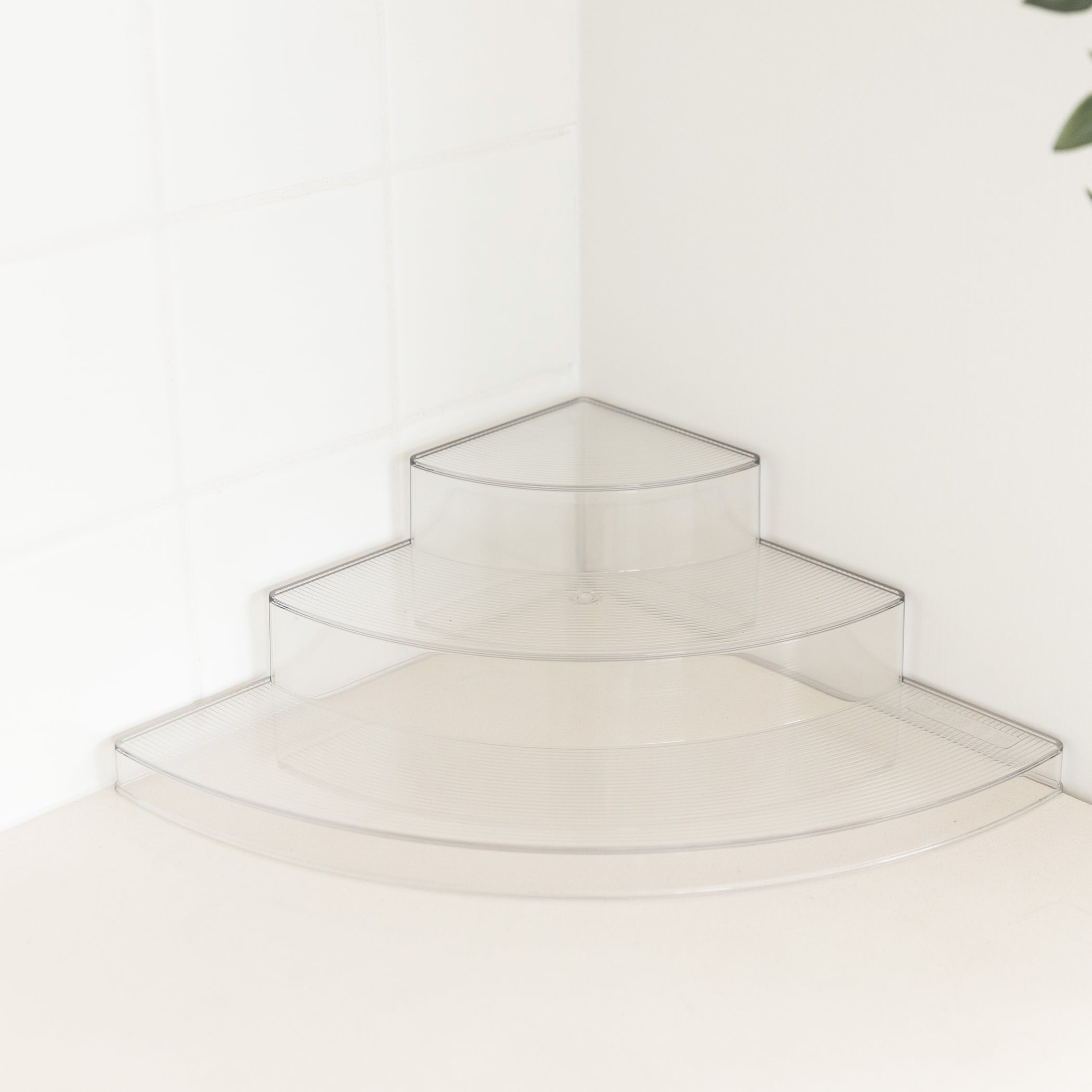 Clear 3-Tier Corner Storage Shelf