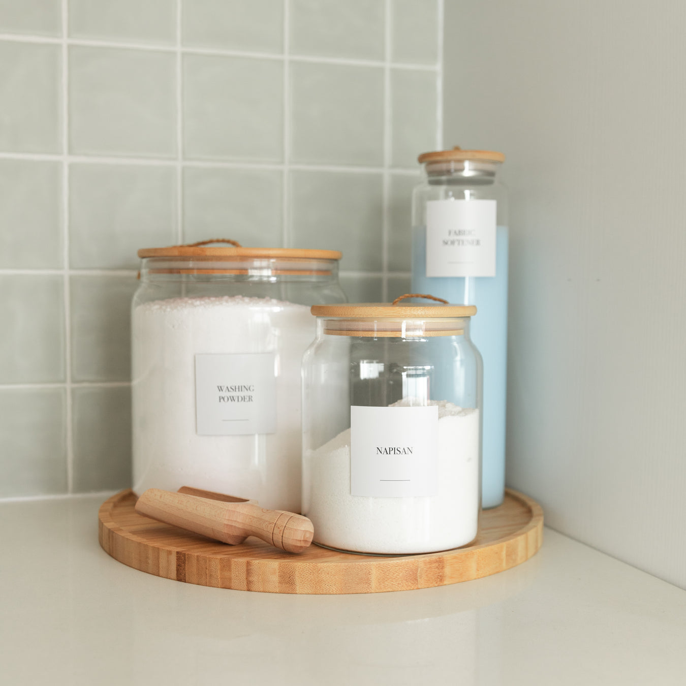 Round Glass Jars with Bamboo & Twine Lid