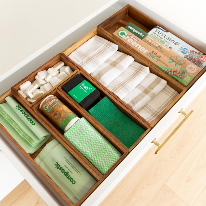 Essential Acacia Wood Drawer Organiser Set of 6