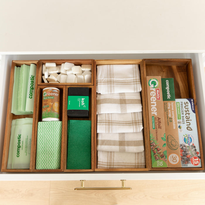 Essential Acacia Wood Drawer Organiser Set of 6
