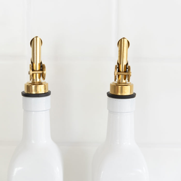 Oil & Vinegar Bottles with Gold Pourer Pack - Little Label Co The Home of Organisation For Kitchen, Bathroom, Laundry & More