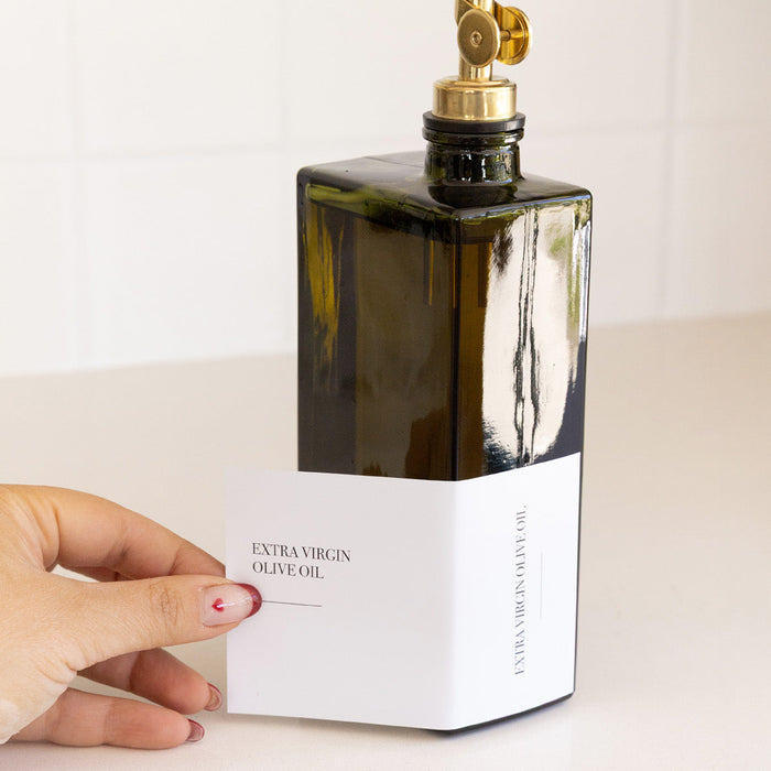 Green Oil & Vinegar Rectangle Book Bottle 500ml (Gold Pourer)