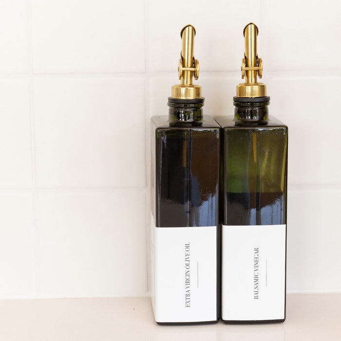 Green Oil & Vinegar Rectangle Book Bottle 500ml (Gold Pourer)